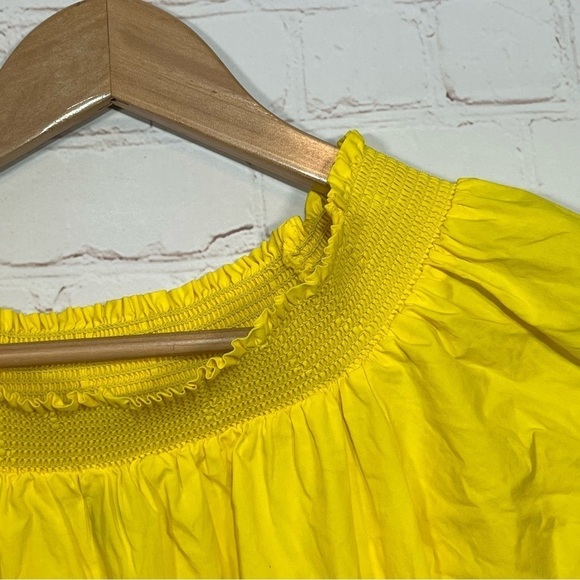 J Crew Off The Shoulder Top Womens 00 Yellow Cotton Short Sleeve - Picture 2 of 8